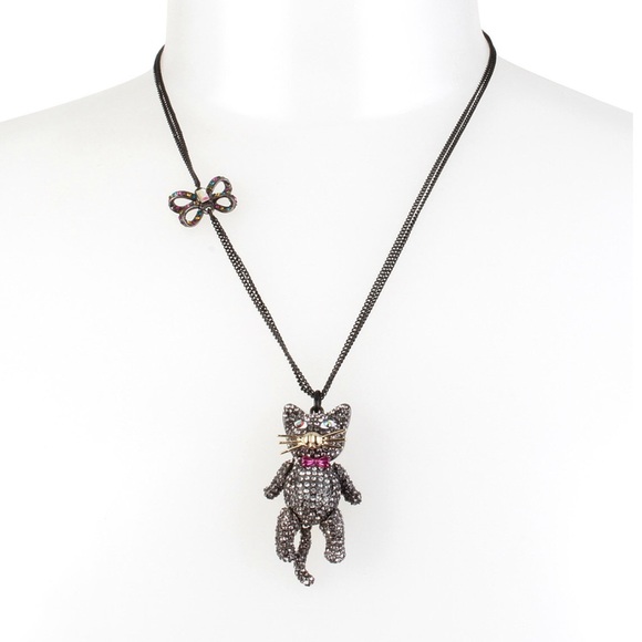 Betsey Johnson Jewelry - Betsey Johnson Pave Cat & Bow Pendant